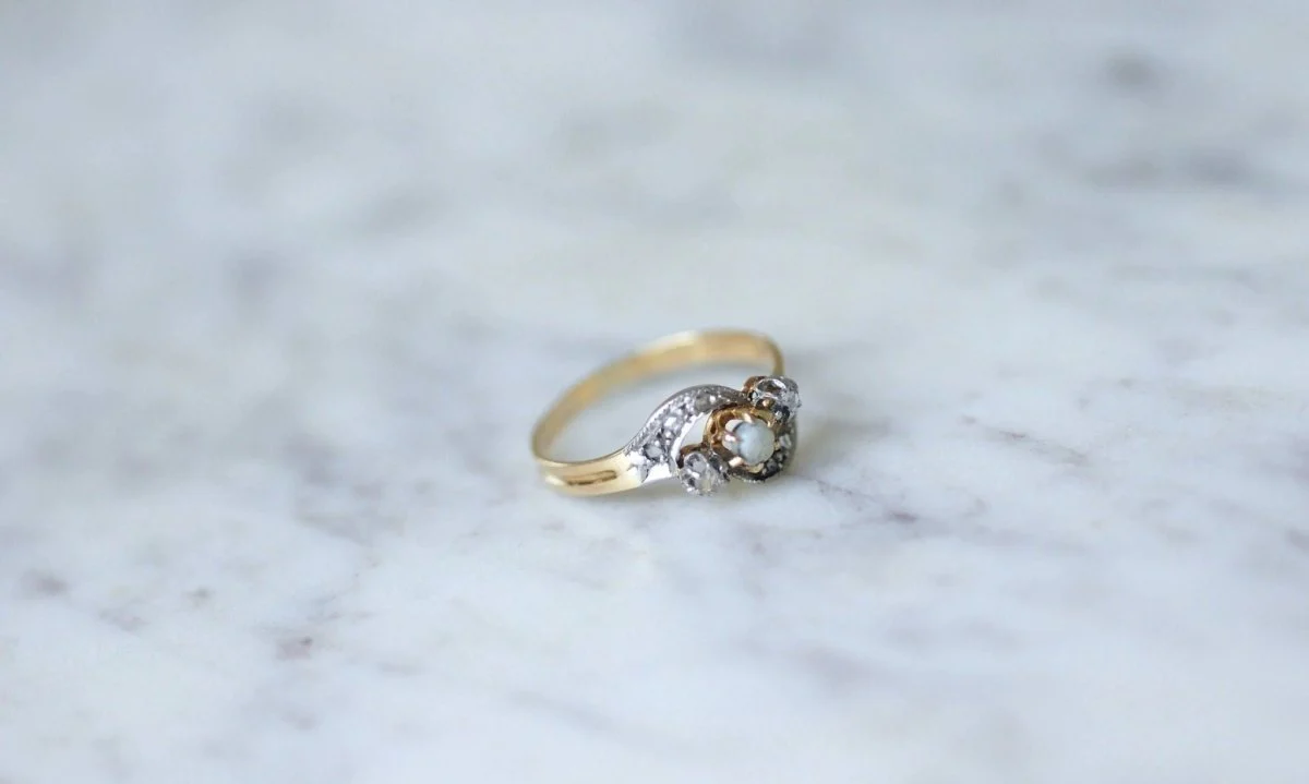 Bague Toi et Moi perle et diamants - Image 8