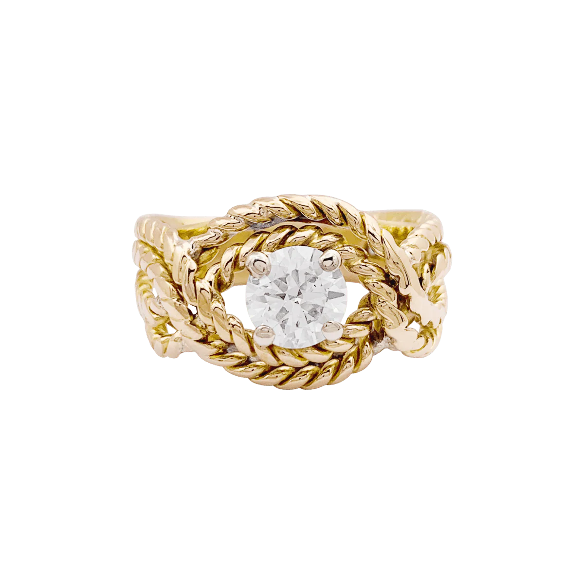 Bague en or jaune, or blanc et diamant