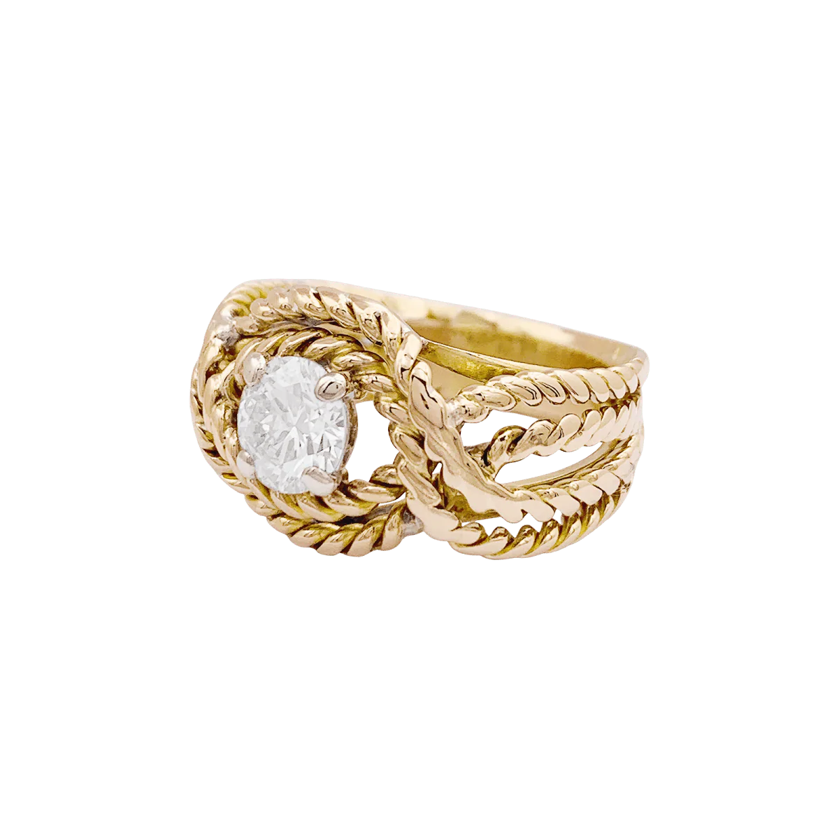 Bague en or jaune, or blanc et diamant - Image 3