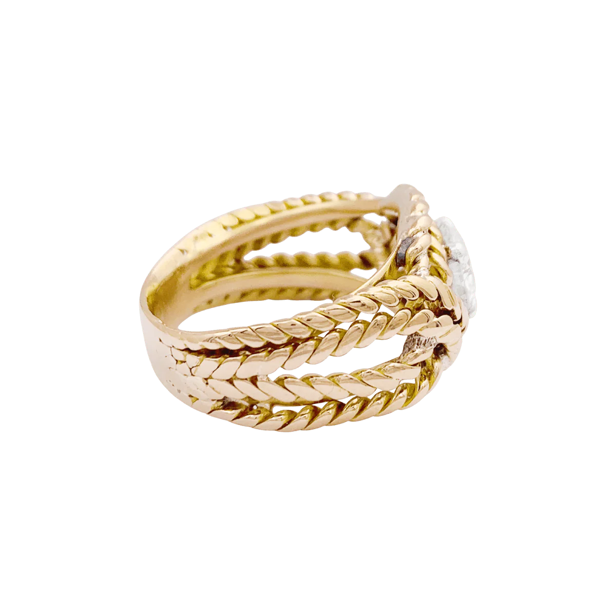 Bague en or jaune, or blanc et diamant - Image 5