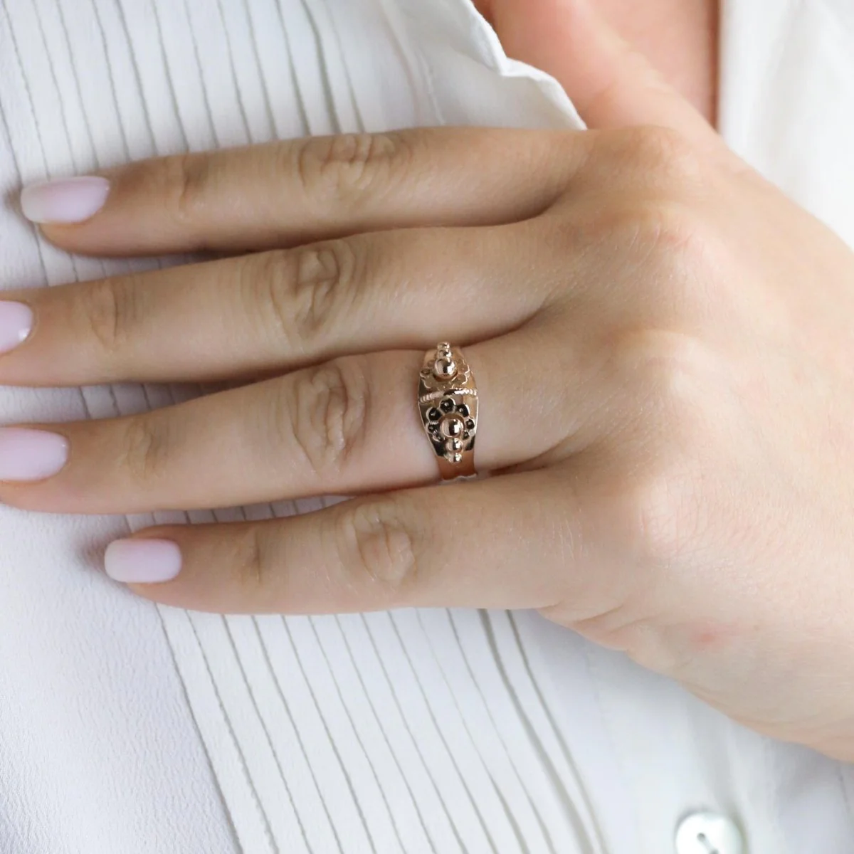 Bague "Fleur" Art Nouveau en or rose - Image 8