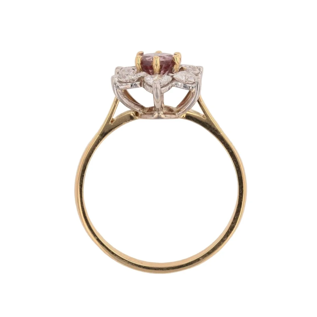 Bague Marguerite en or jaune, or blanc, saphir et diamants - Image 6