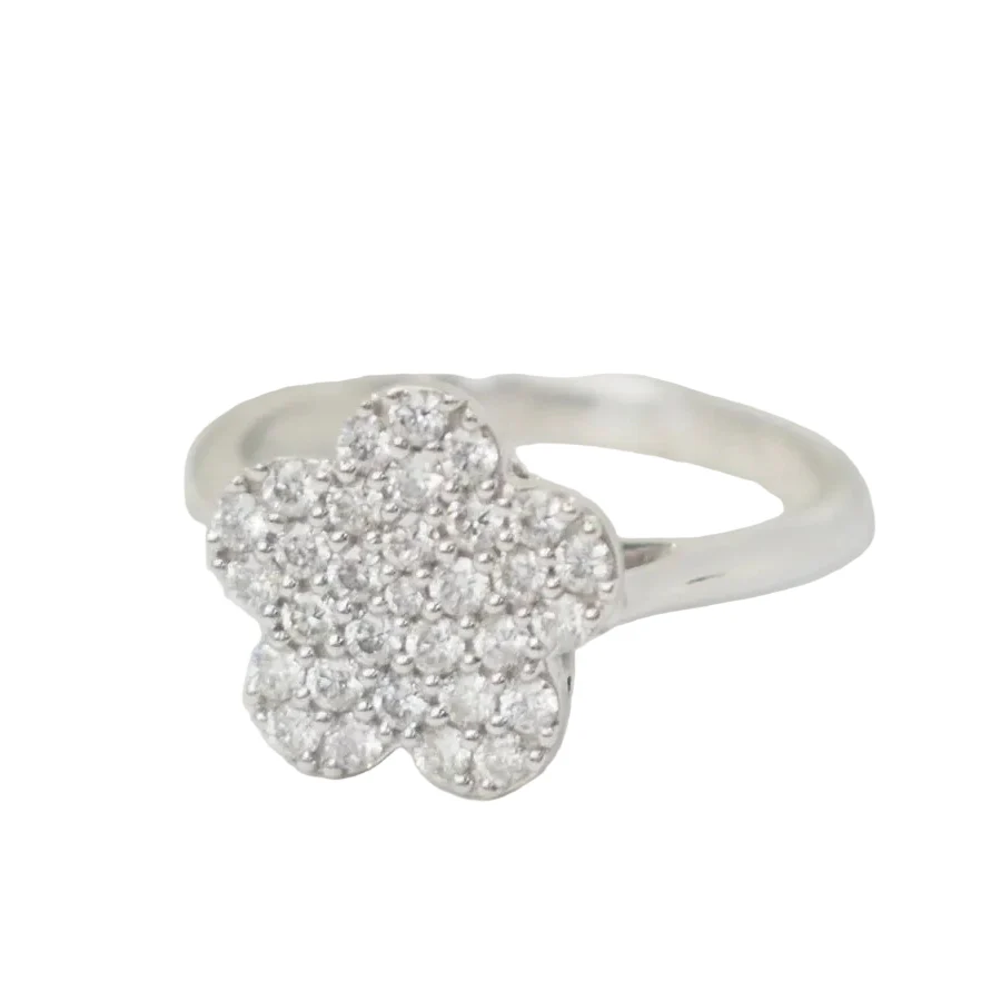 Bague Marguerite en or blanc et diamants - Image 4