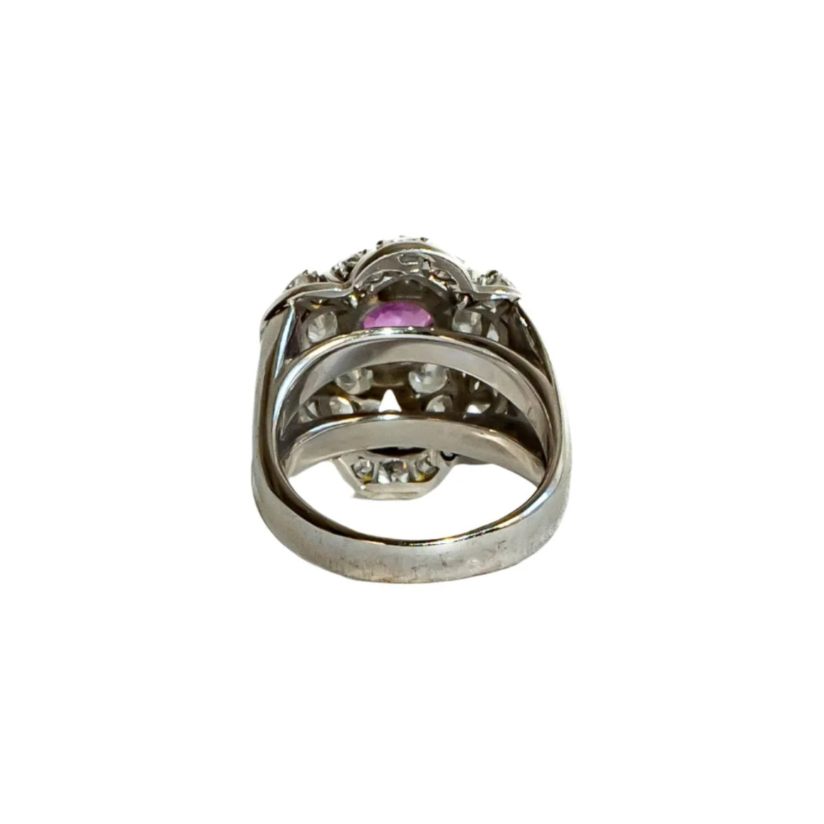 Bague Fleur en or blanc, saphir rose et diamants - Image 4