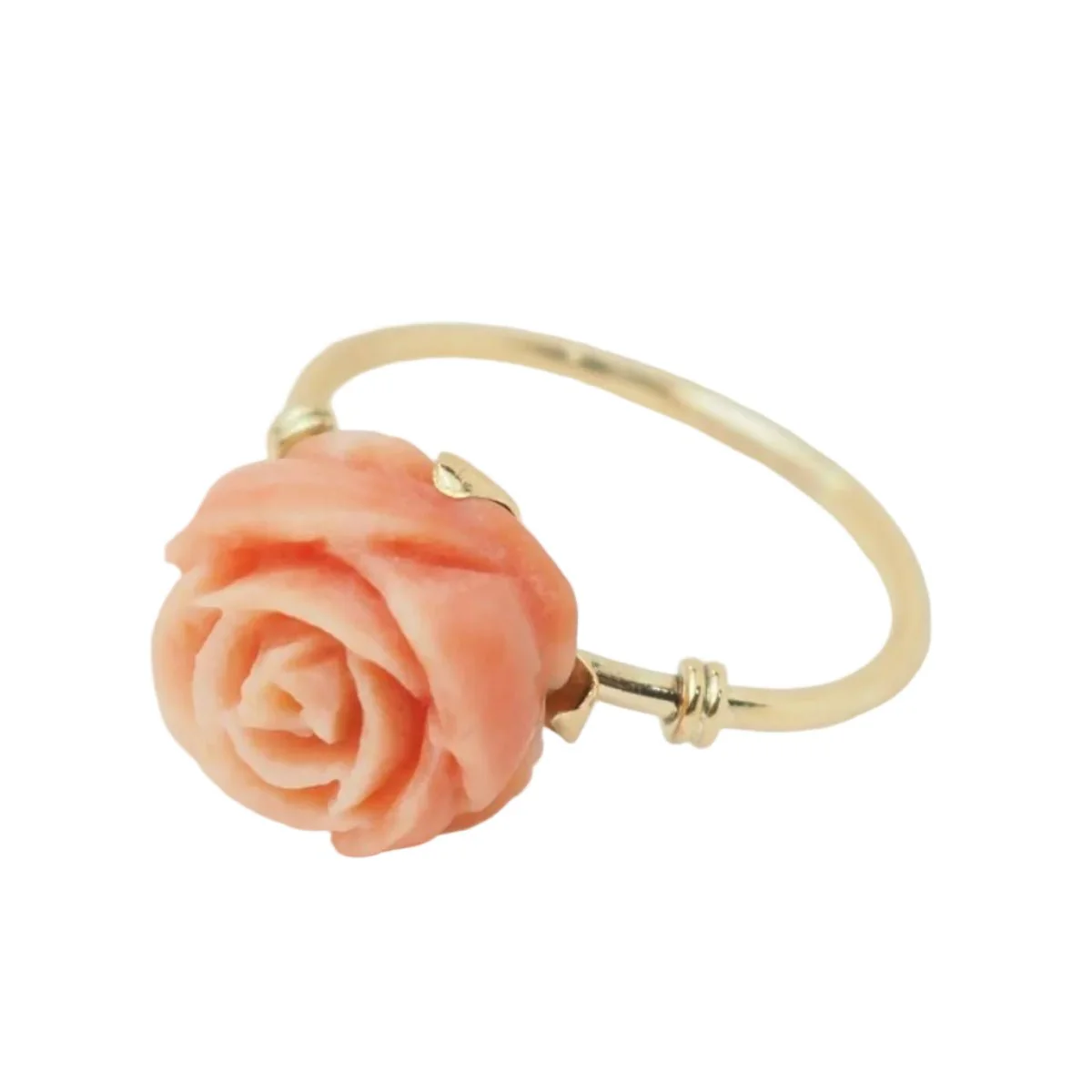 Bague en or jaune et corail - Image 3