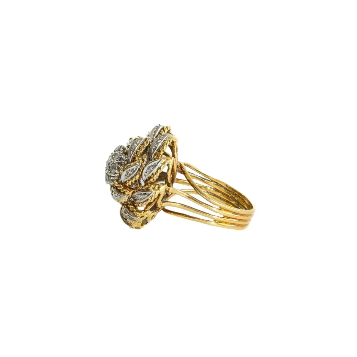 Bague Fleur en or jaune et diamants - Image 3