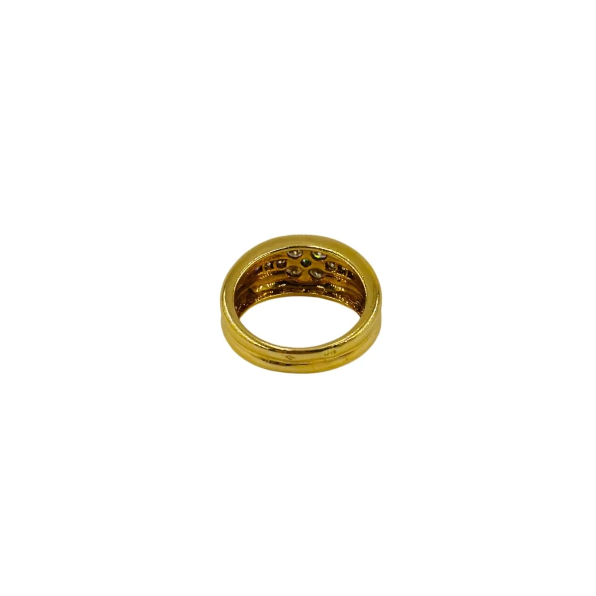 Bague en or jaune, émeraude et diamants - Image 3