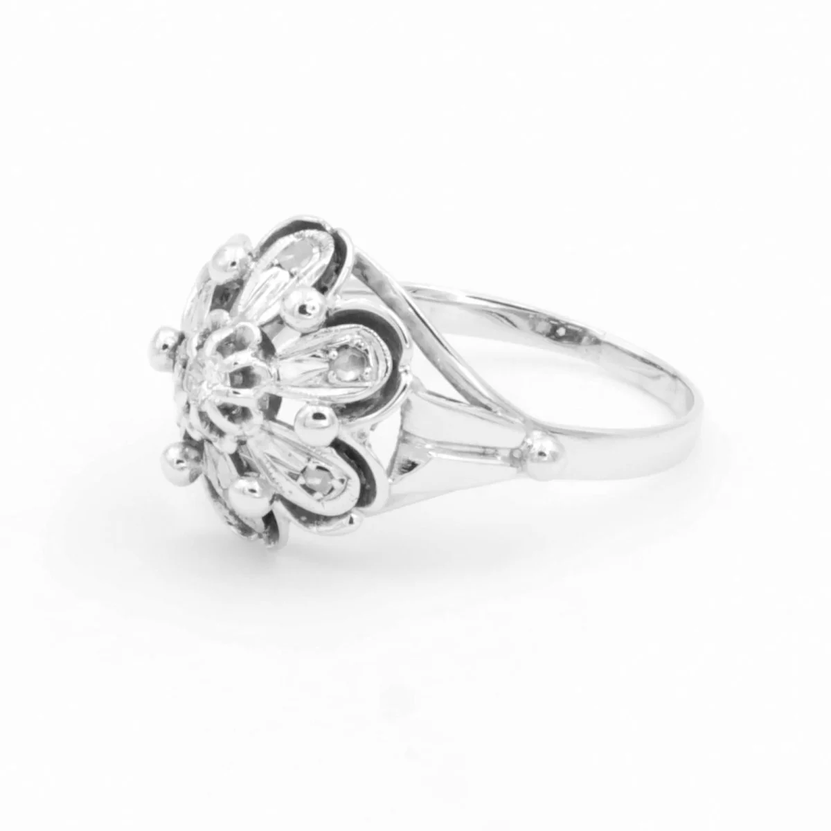 Bague Fleur Or blanc Diamant - Image 3