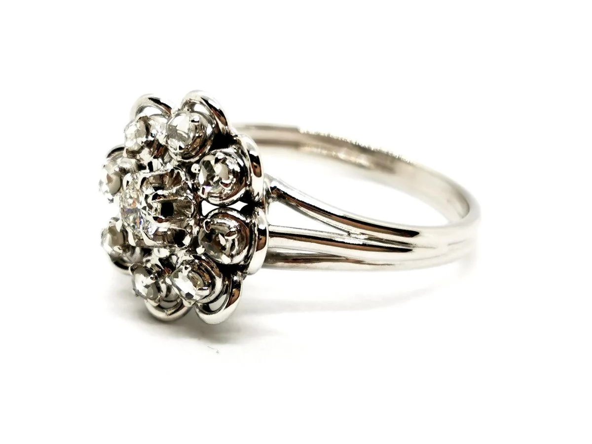 Bague Fleur Or blanc Diamant - Image 3