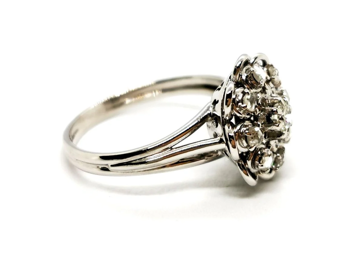 Bague Fleur Or blanc Diamant - Image 7