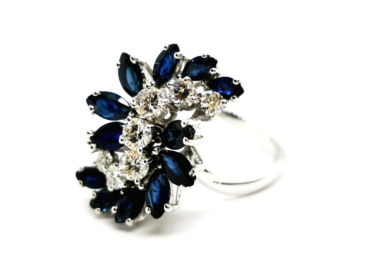 Bague Fleur Or blanc Diamant - Image 10