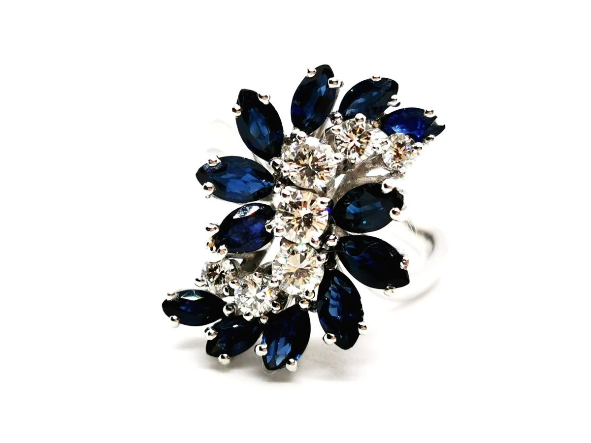 Bague Fleur Or blanc Diamant - Image 5