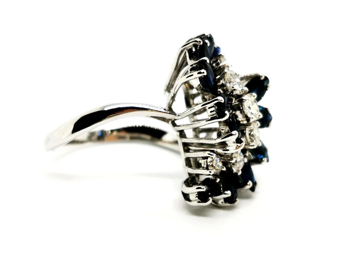 Bague Fleur Or blanc Diamant - Image 7