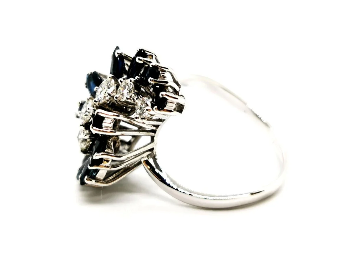 Bague Fleur Or blanc Diamant - Image 9