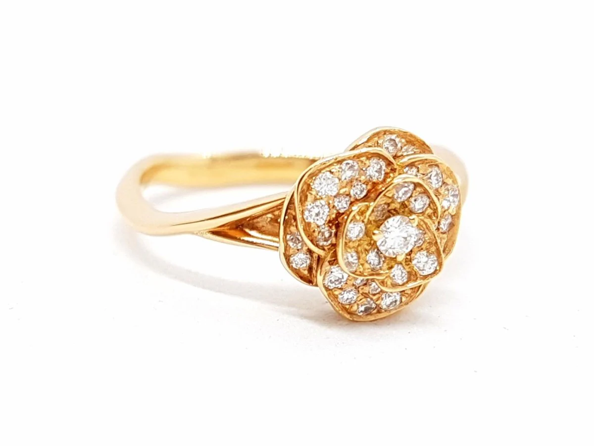 Bague Fleur Or rose Diamant - Image 5