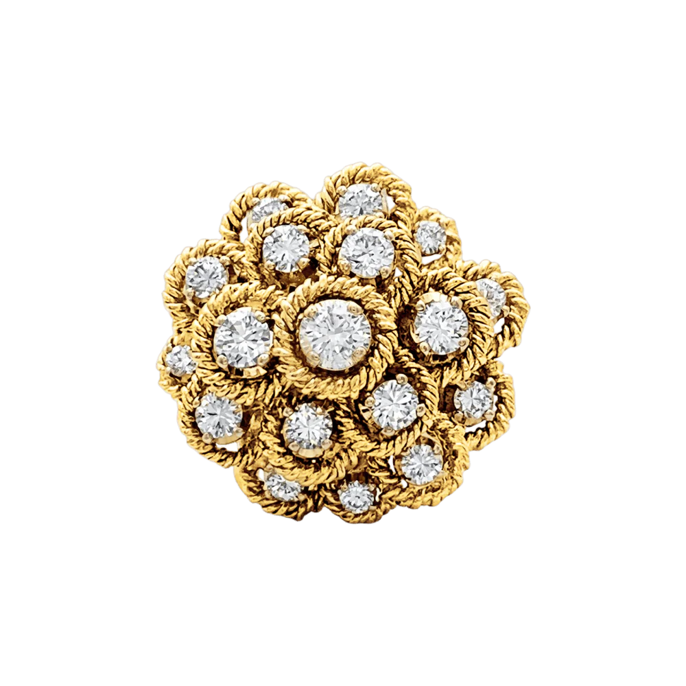 Bague Marguerite en or jaune, or blanc et diamants