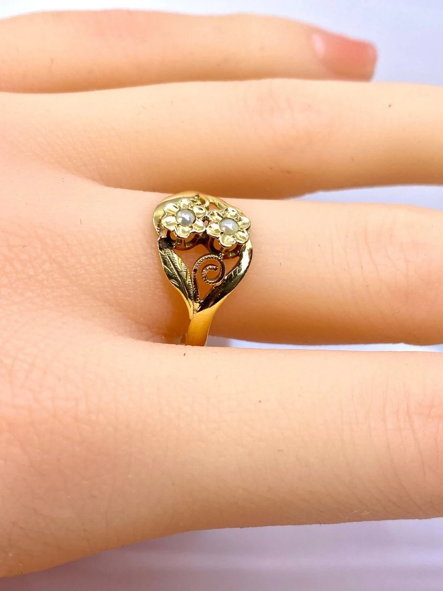 Bague Fleurettes en or et perles de culture - Image 12