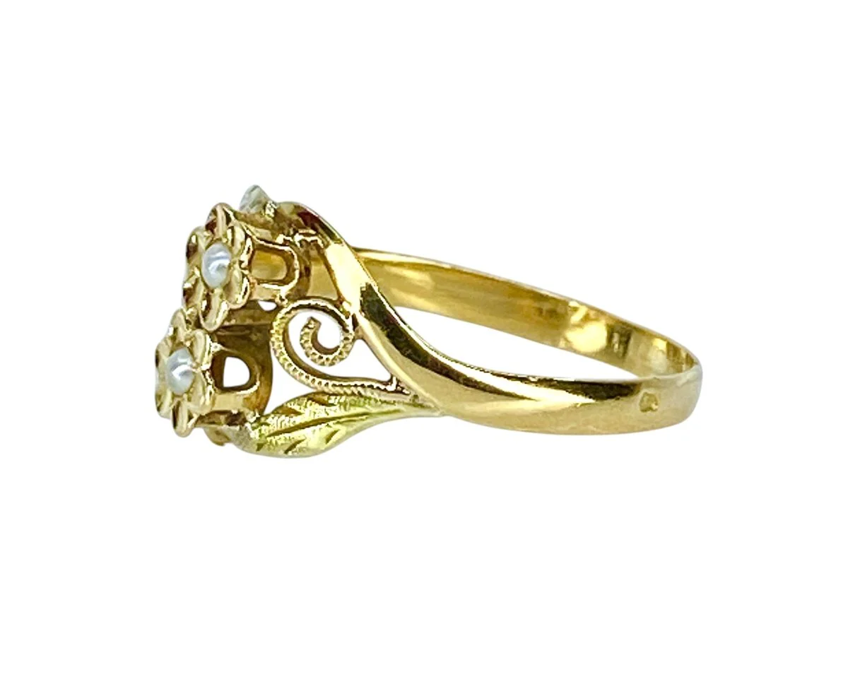 Bague Fleurettes en or et perles de culture - Image 15