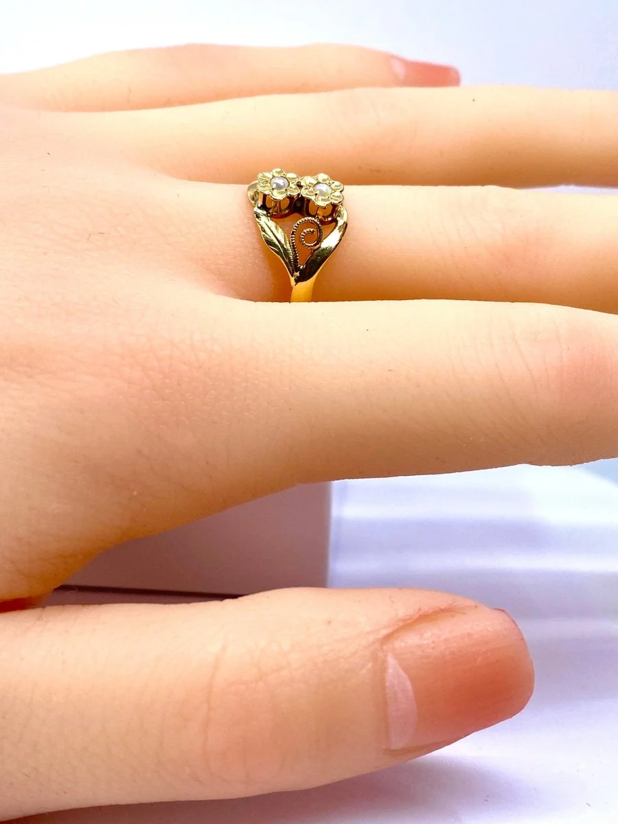 Bague Fleurettes en or et perles de culture - Image 16