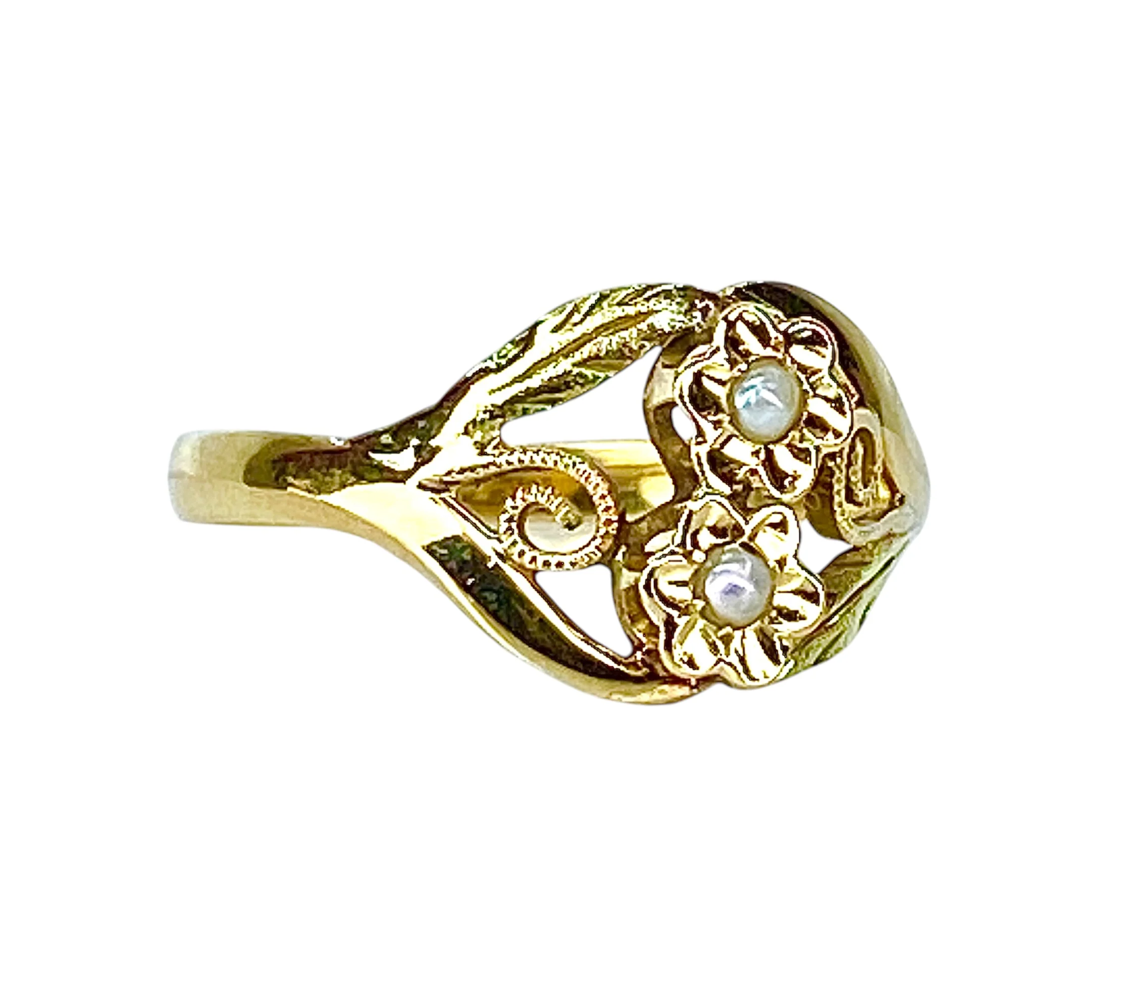 Bague Fleurettes en or et perles de culture - Image 5