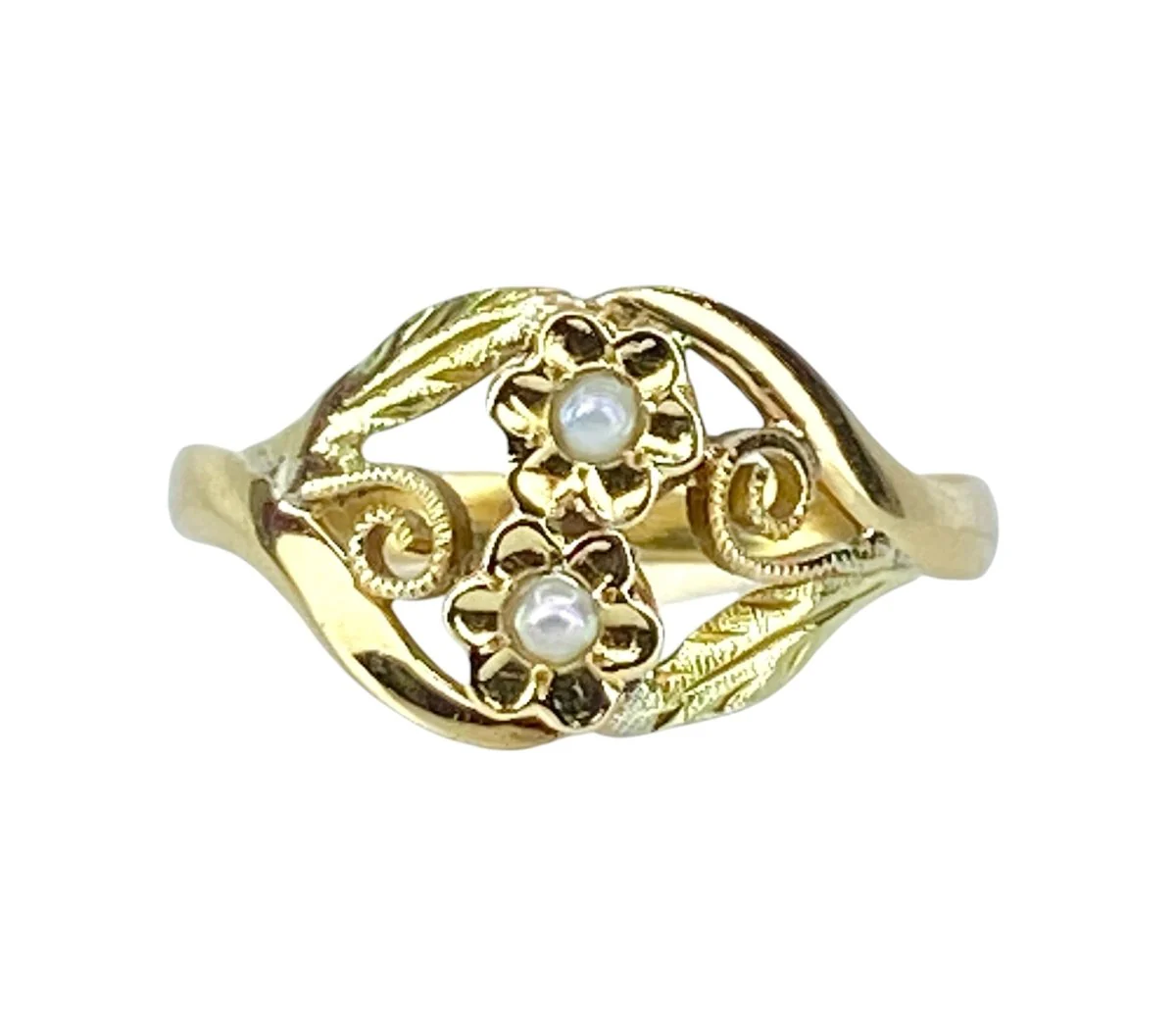 Bague Fleurettes en or et perles de culture - Image 9