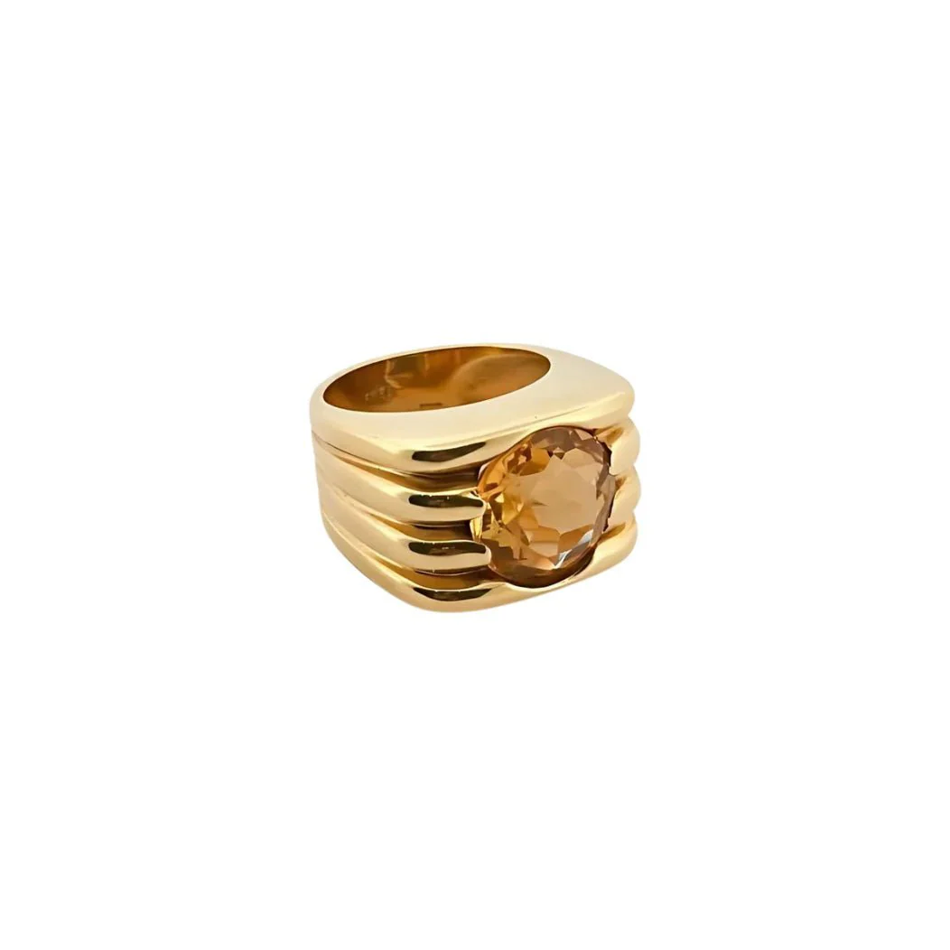 Bague Chevalière FRED en or jaune et citrine - Image 3
