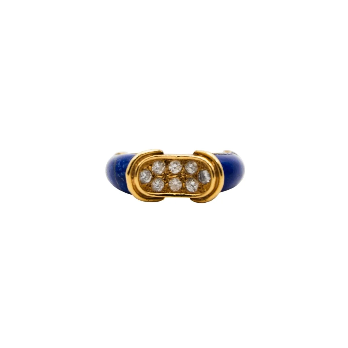 Bague Jonc FRED en or jaune, lapis lazuli et diamants