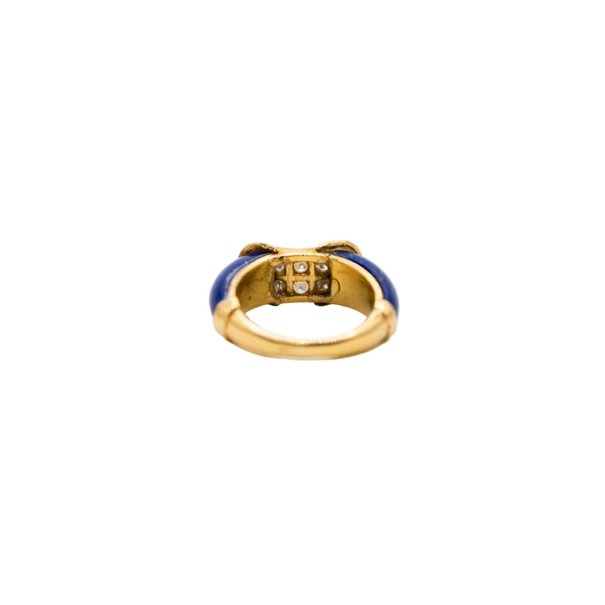 Bague Jonc FRED en or jaune, lapis lazuli et diamants - Image 4