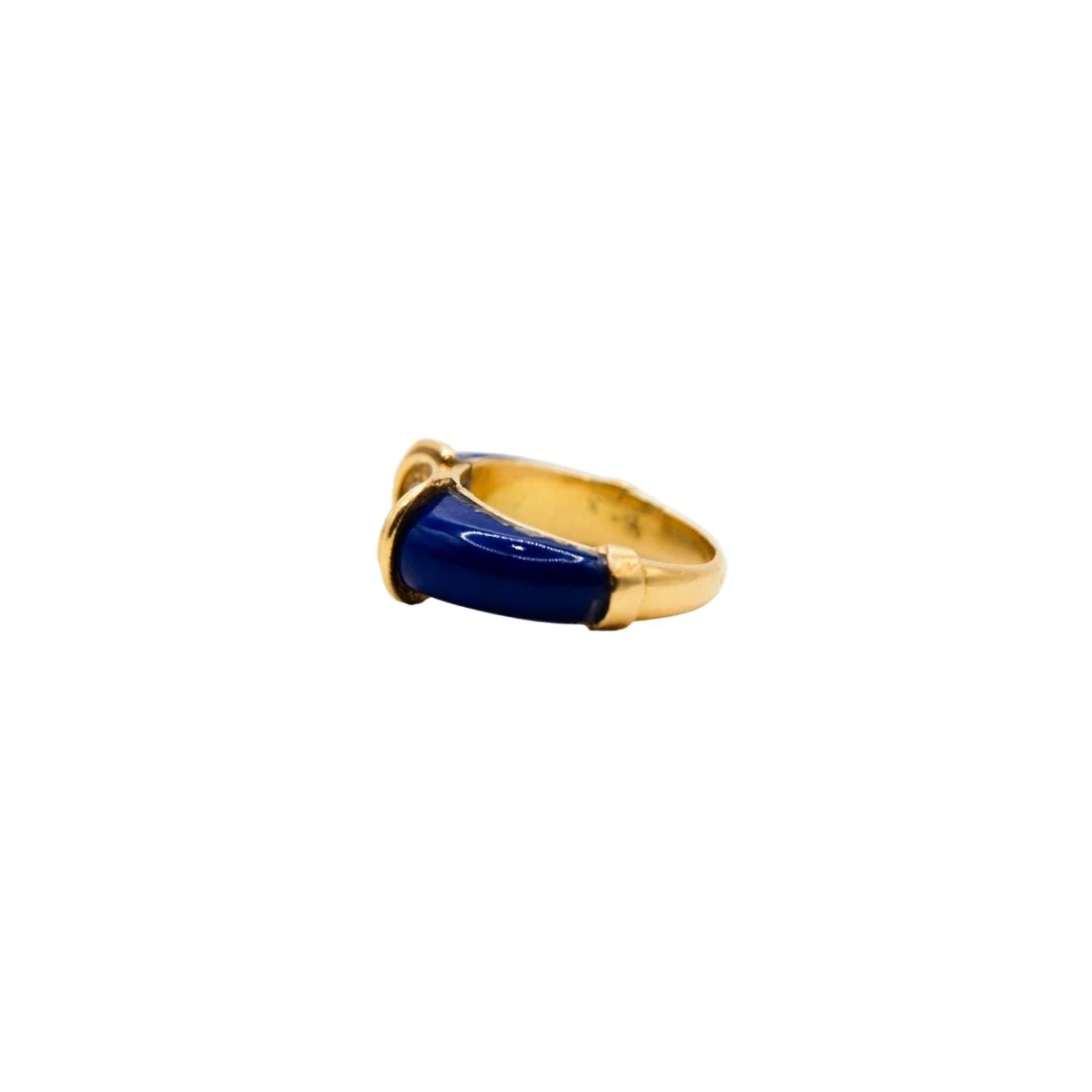 Bague Jonc FRED en or jaune, lapis lazuli et diamants - Image 5