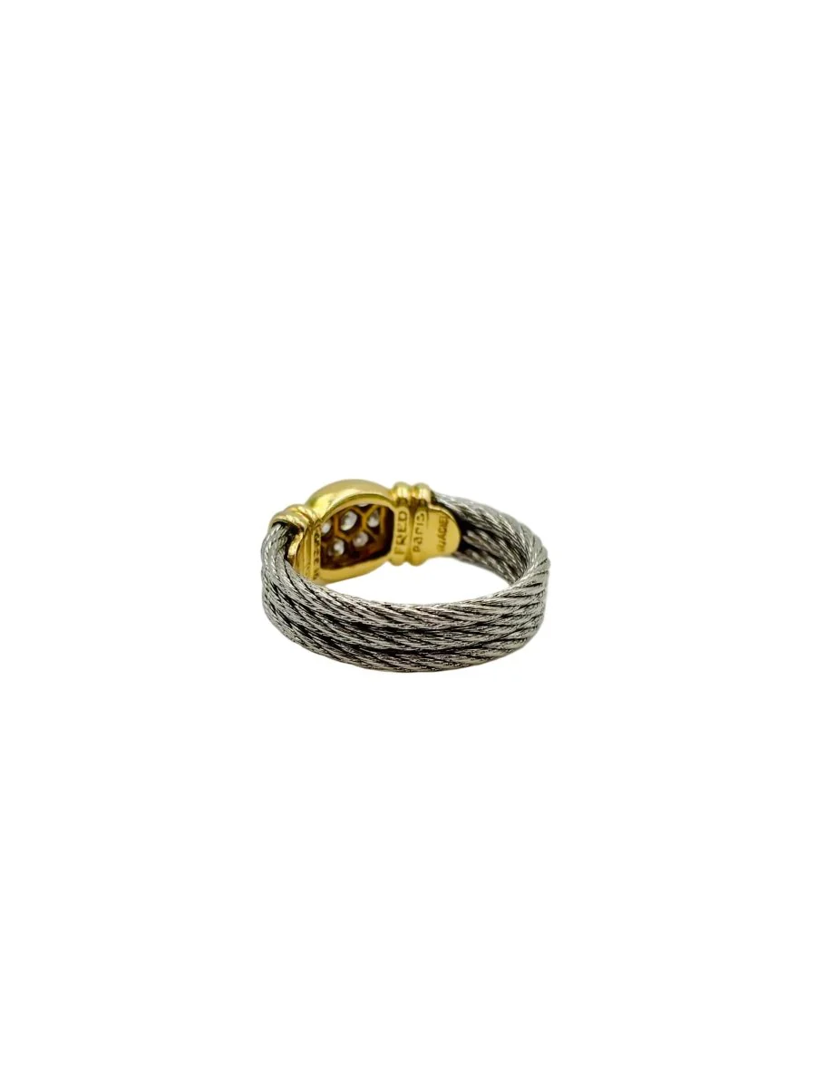 Bague FRED "Force 10" en or jaune, acier et diamants - Image 7