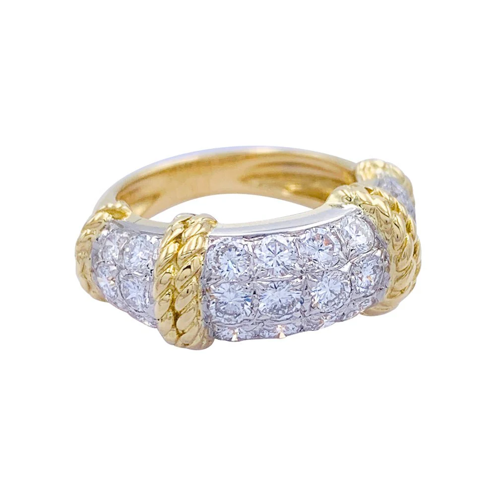 Bague Fred, "Isaure", or jaune, platine, diamants