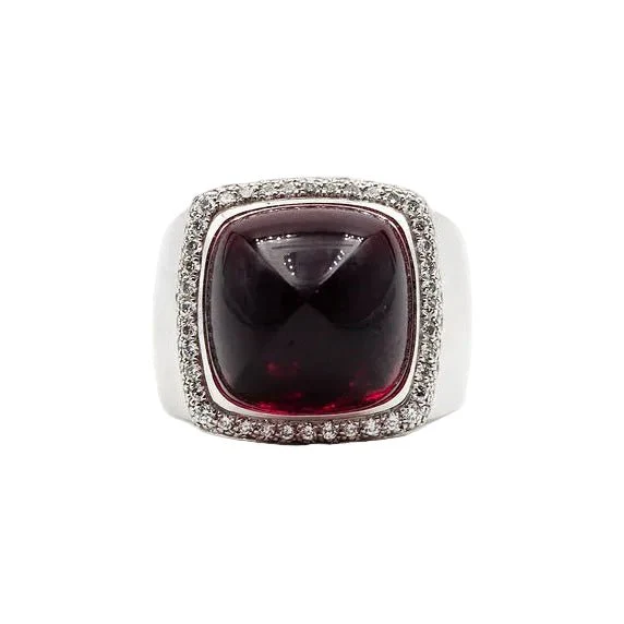 Bague FRED "Pain de sucre" en or blanc, tourmaline rose et diamants