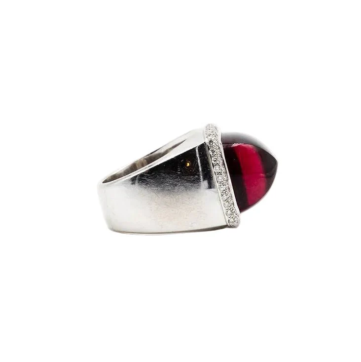 Bague FRED "Pain de sucre" en or blanc, tourmaline rose et diamants - Image 4
