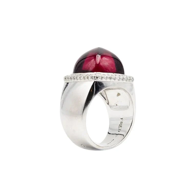 Bague FRED "Pain de sucre" en or blanc, tourmaline rose et diamants - Image 6