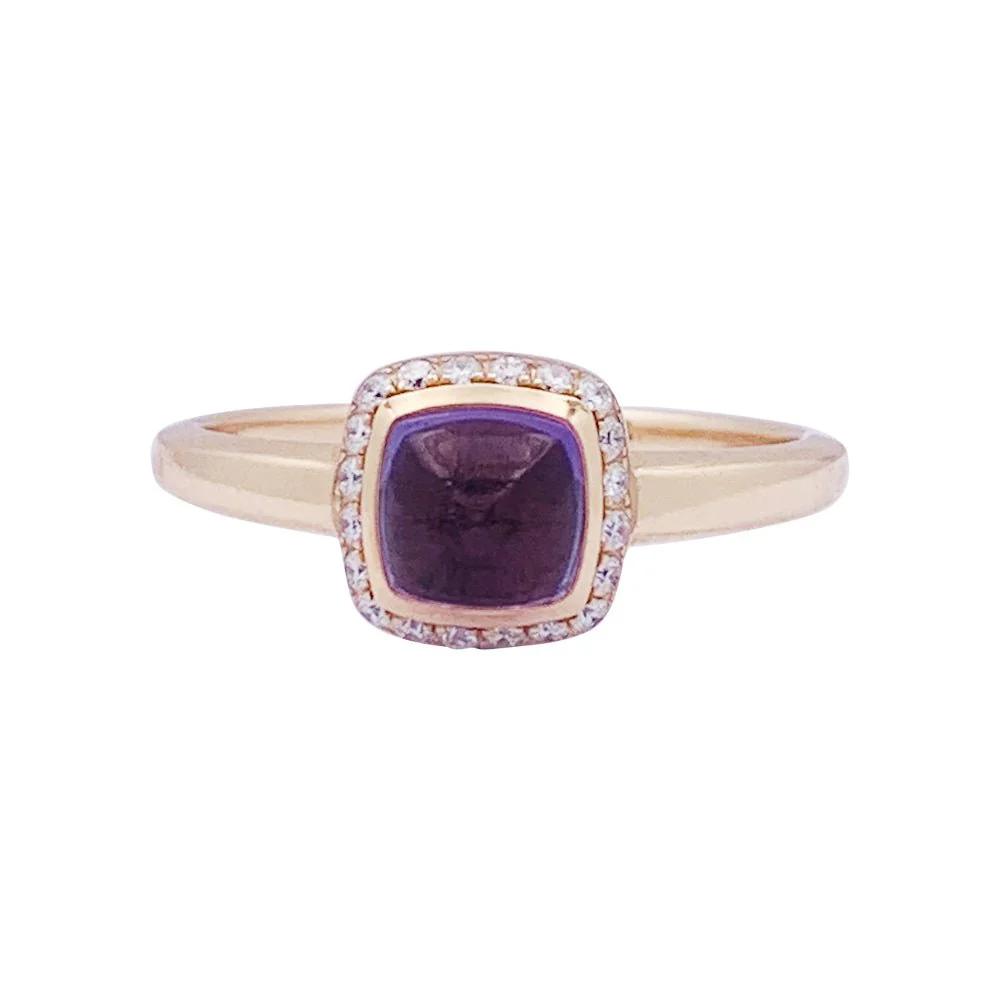 Bague Fred "Pain de sucre" or rose, diamants, améthyste.