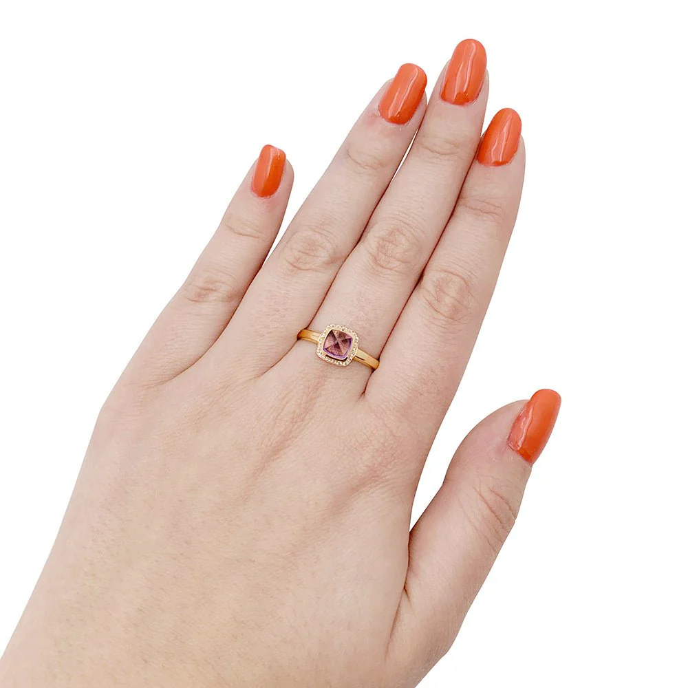Bague Fred "Pain de sucre" or rose, diamants, améthyste. - Image 5