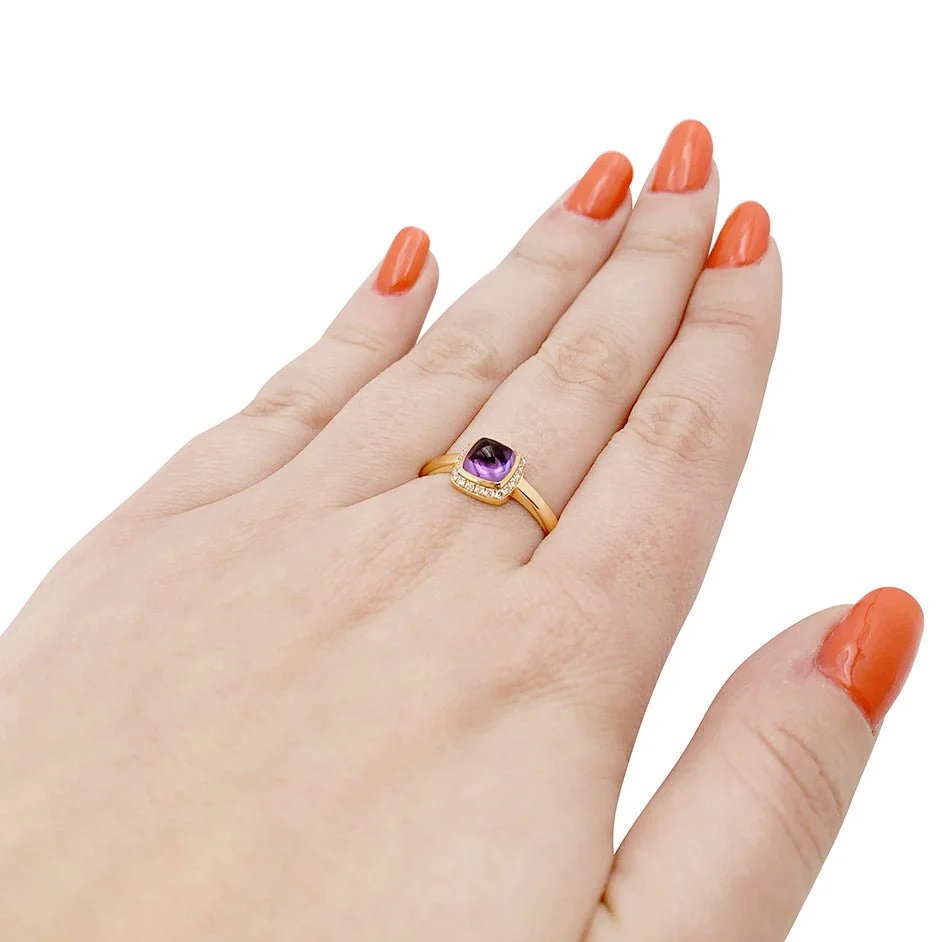 Bague Fred "Pain de sucre" or rose, diamants, améthyste. - Image 6