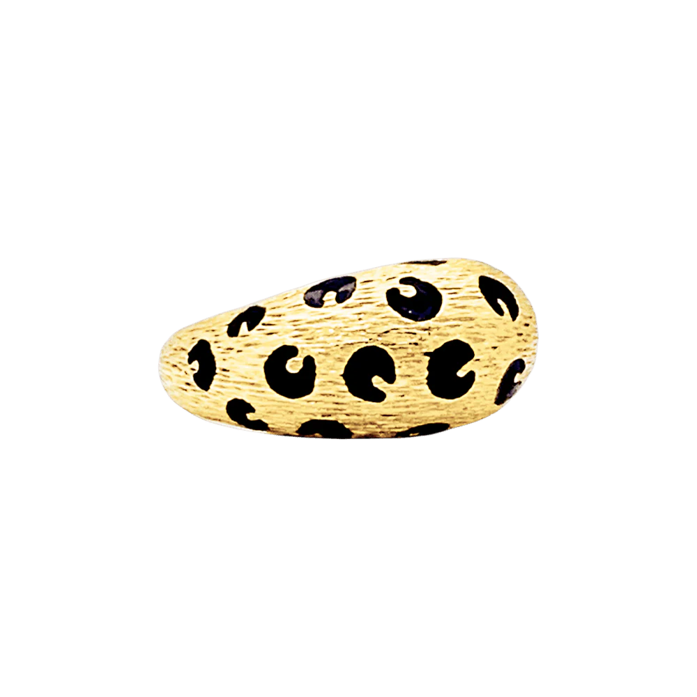 Bague Dôme FRED "Léopard" en or jaune et émail noir - Image 5