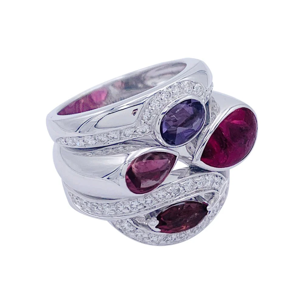 Bague Fred, "Princess K", or blanc, pierres de couleurs - Image 8
