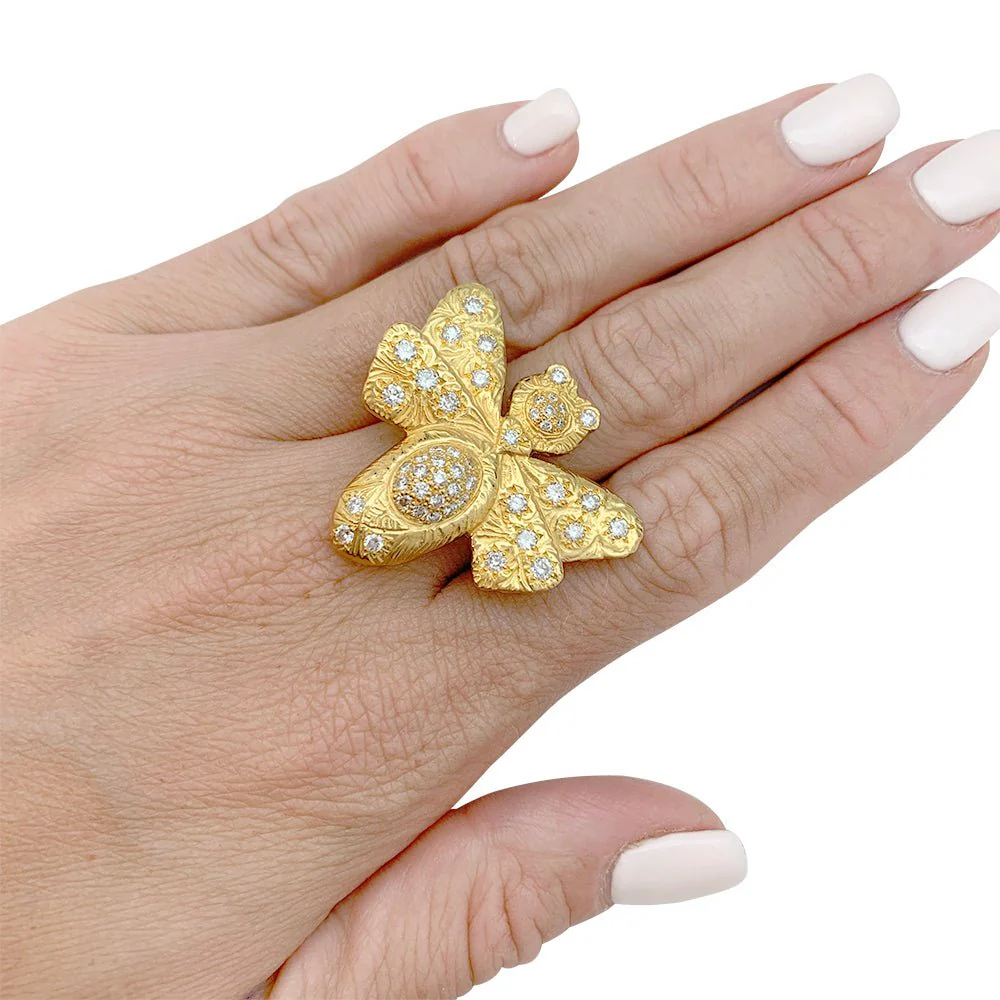 Bague GARNAZELLE "Papillon" en or jaune, diamants - Image 7