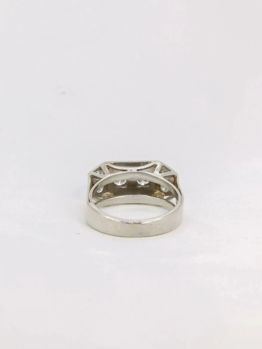Bague géométrique or blanc platine diamants - Image 5
