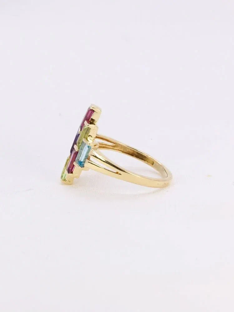 Bague géométrique or jaune améthyste topaze péridot citrine grenat - Image 4