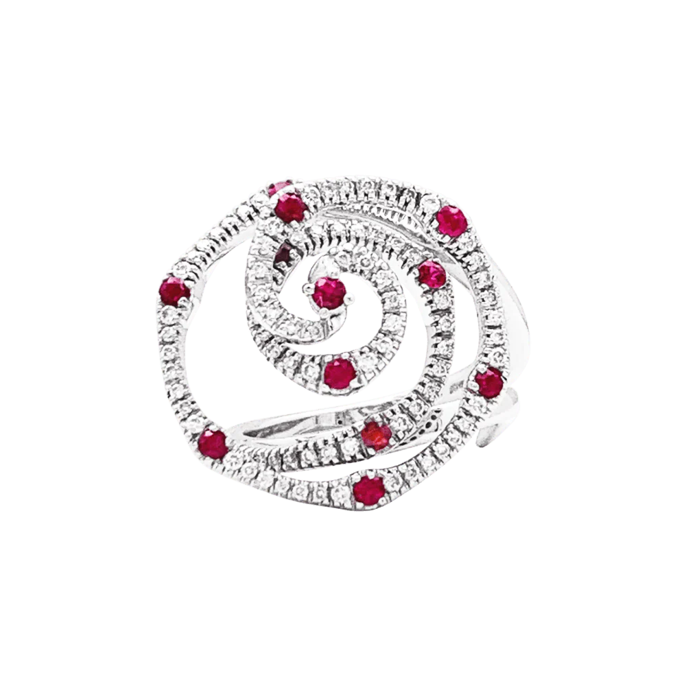 Bague GIOVANNI FERRARIS en or blanc, rubis et diamants