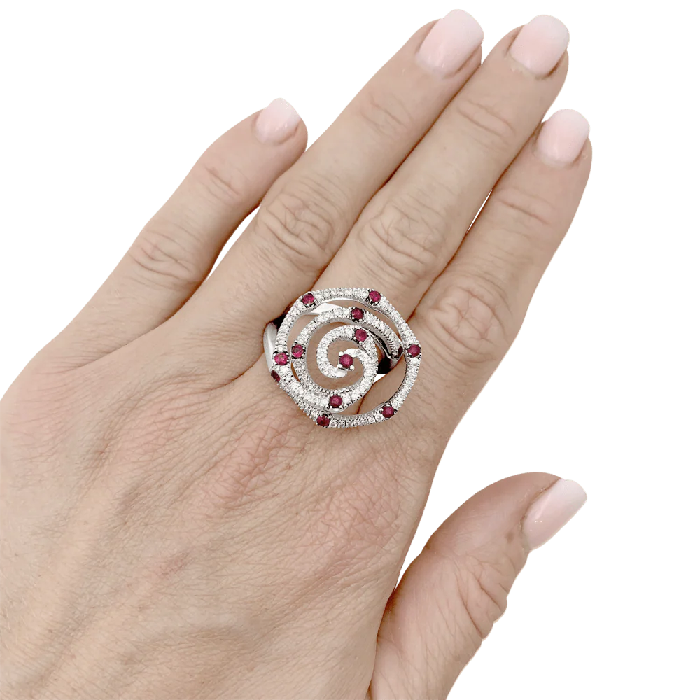 Bague GIOVANNI FERRARIS en or blanc, rubis et diamants - Image 2
