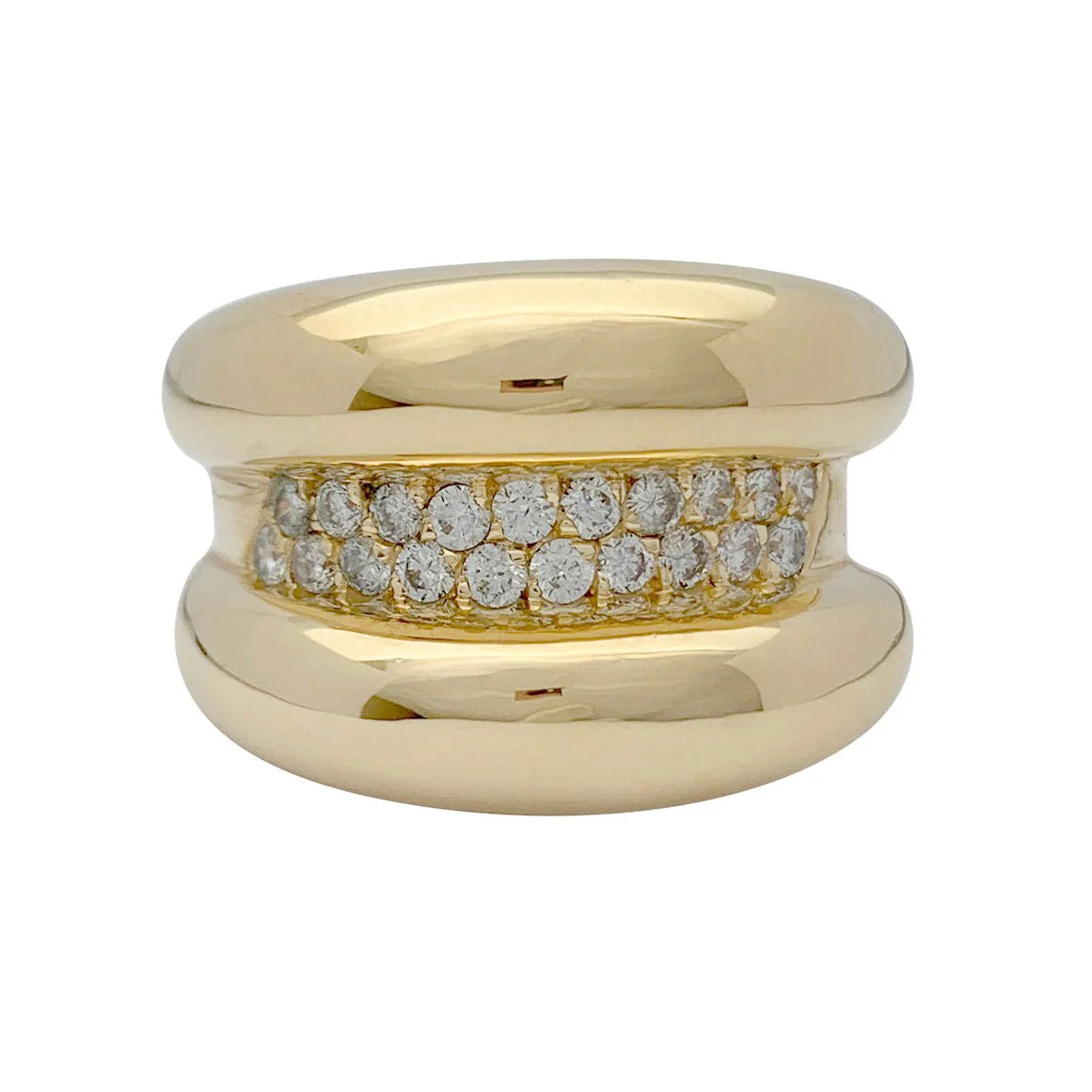 Bague godron or jaune, diamants