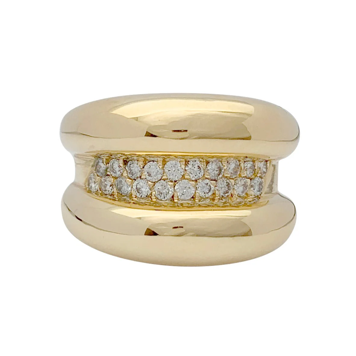 Bague godron or jaune, diamants - Image 2