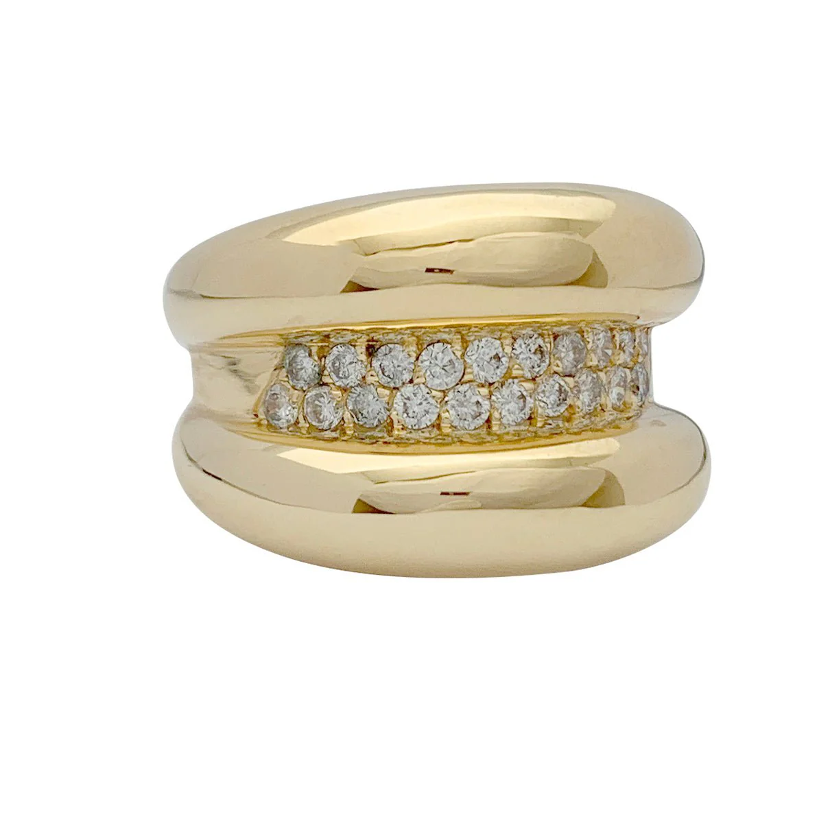 Bague godron or jaune, diamants - Image 3