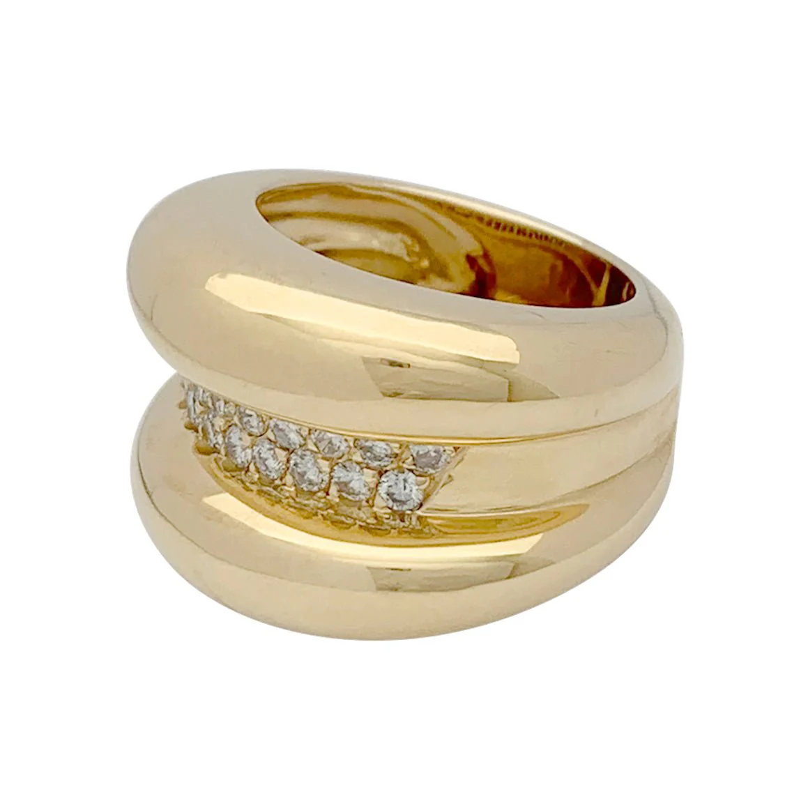 Bague godron or jaune, diamants - Image 4