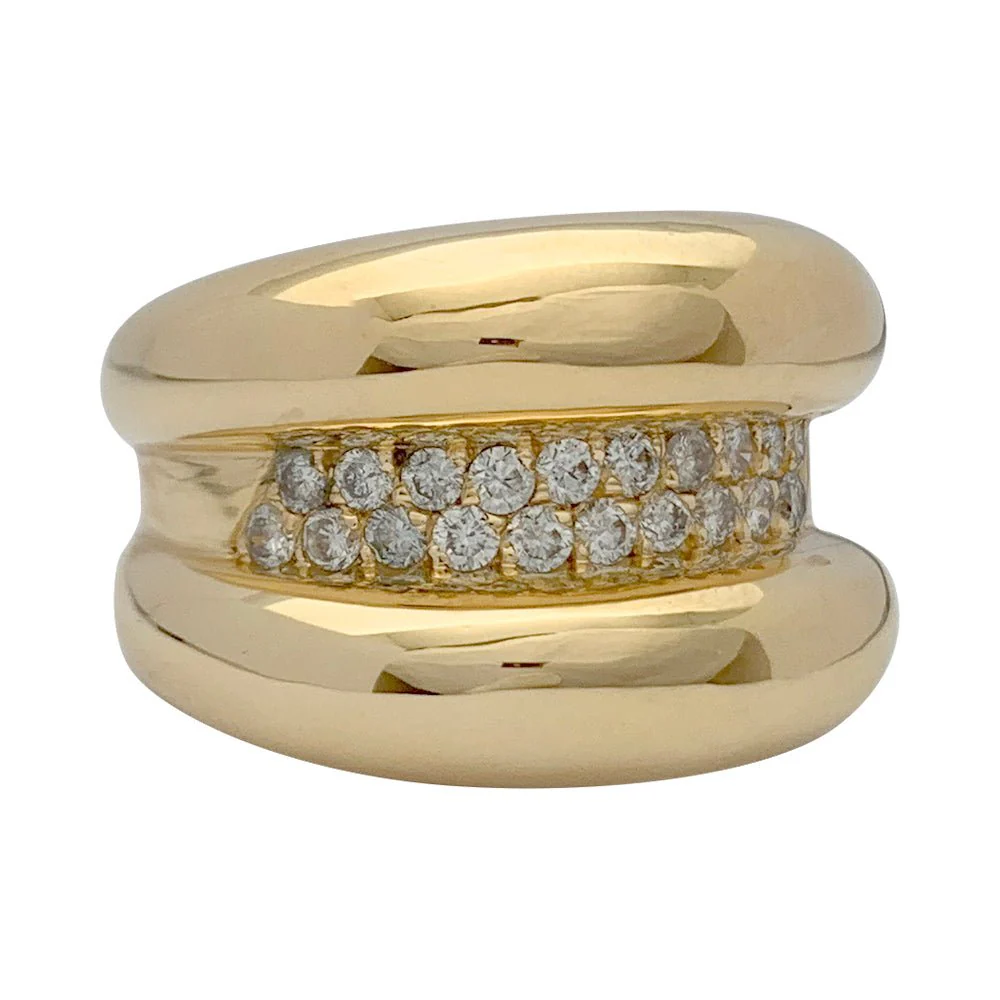 Bague godron or jaune, diamants - Image 5