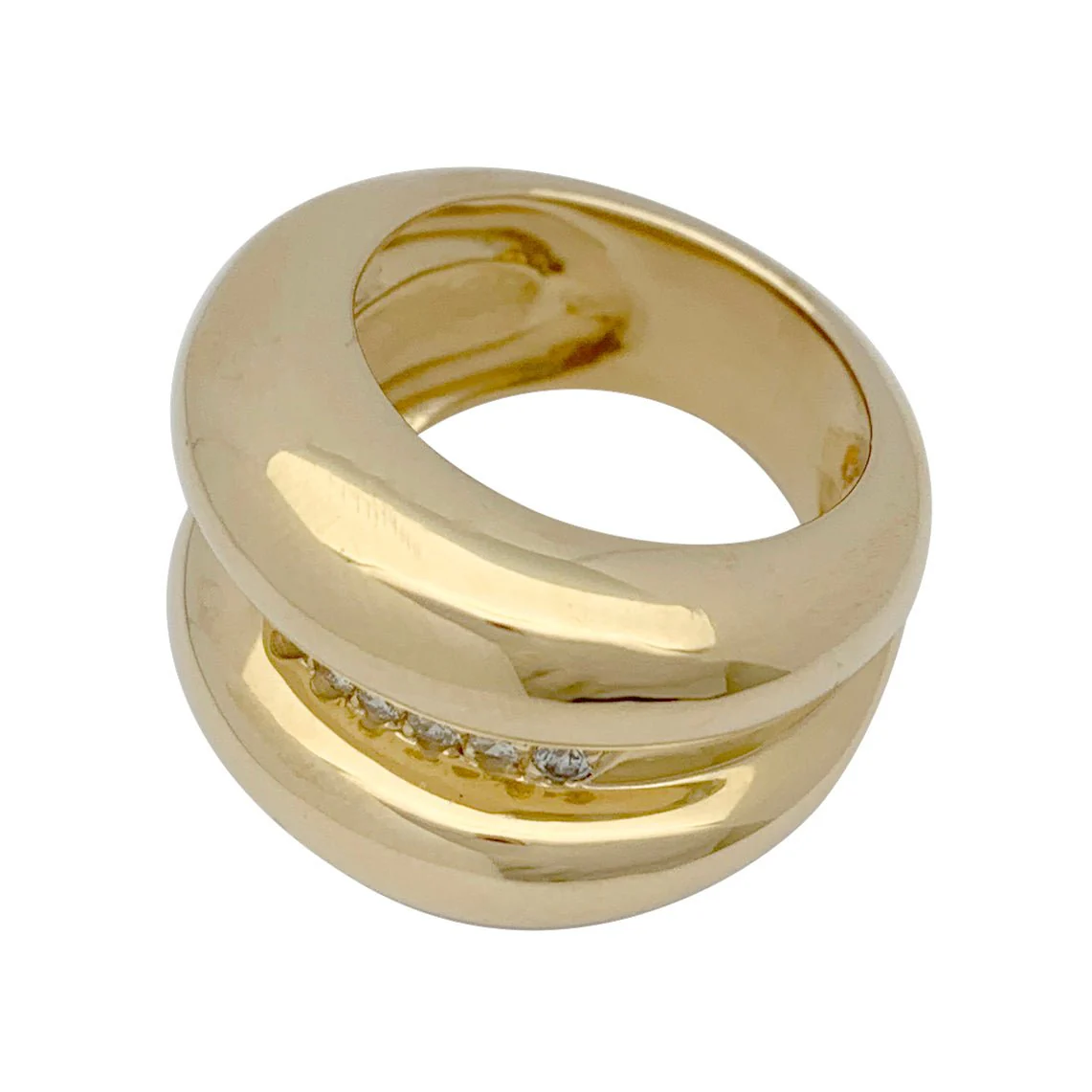 Bague godron or jaune, diamants - Image 6